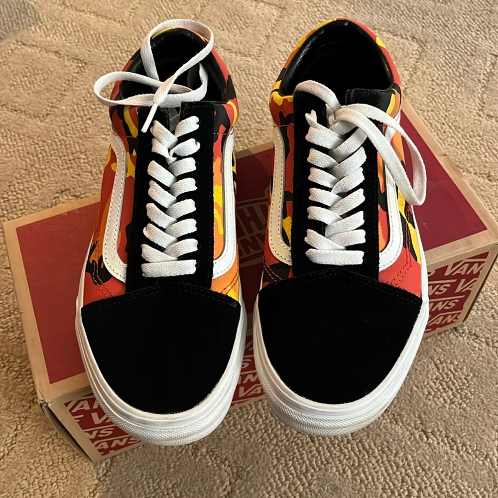 Orange army print vans